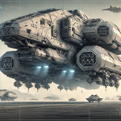 Heavy grav gunship by DALL-E